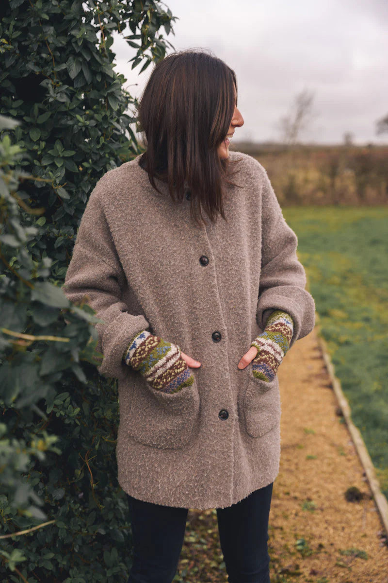 Olive Green Hand Knitted Wrist Warmers