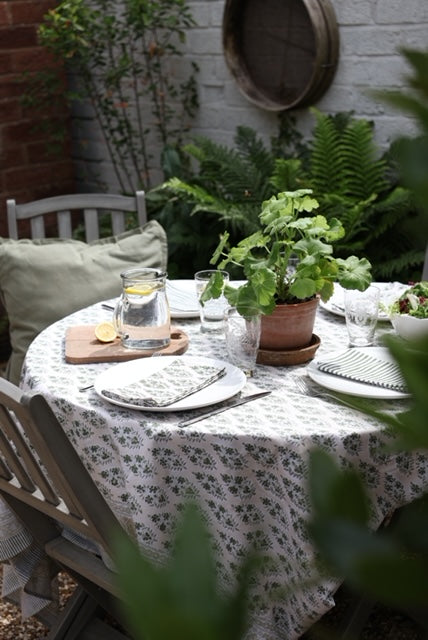 Olive and Stone Buti Block Print Tablecloth