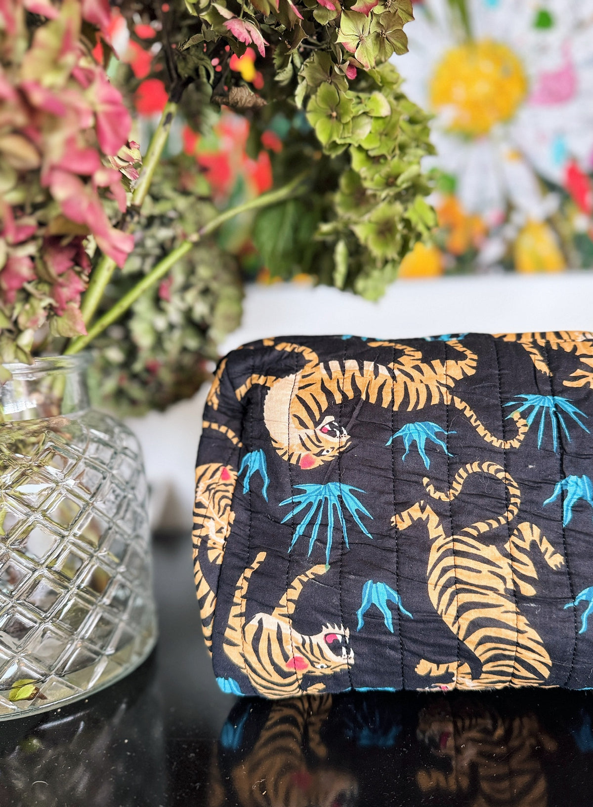 Black Tiger Screen Print Wash Bag