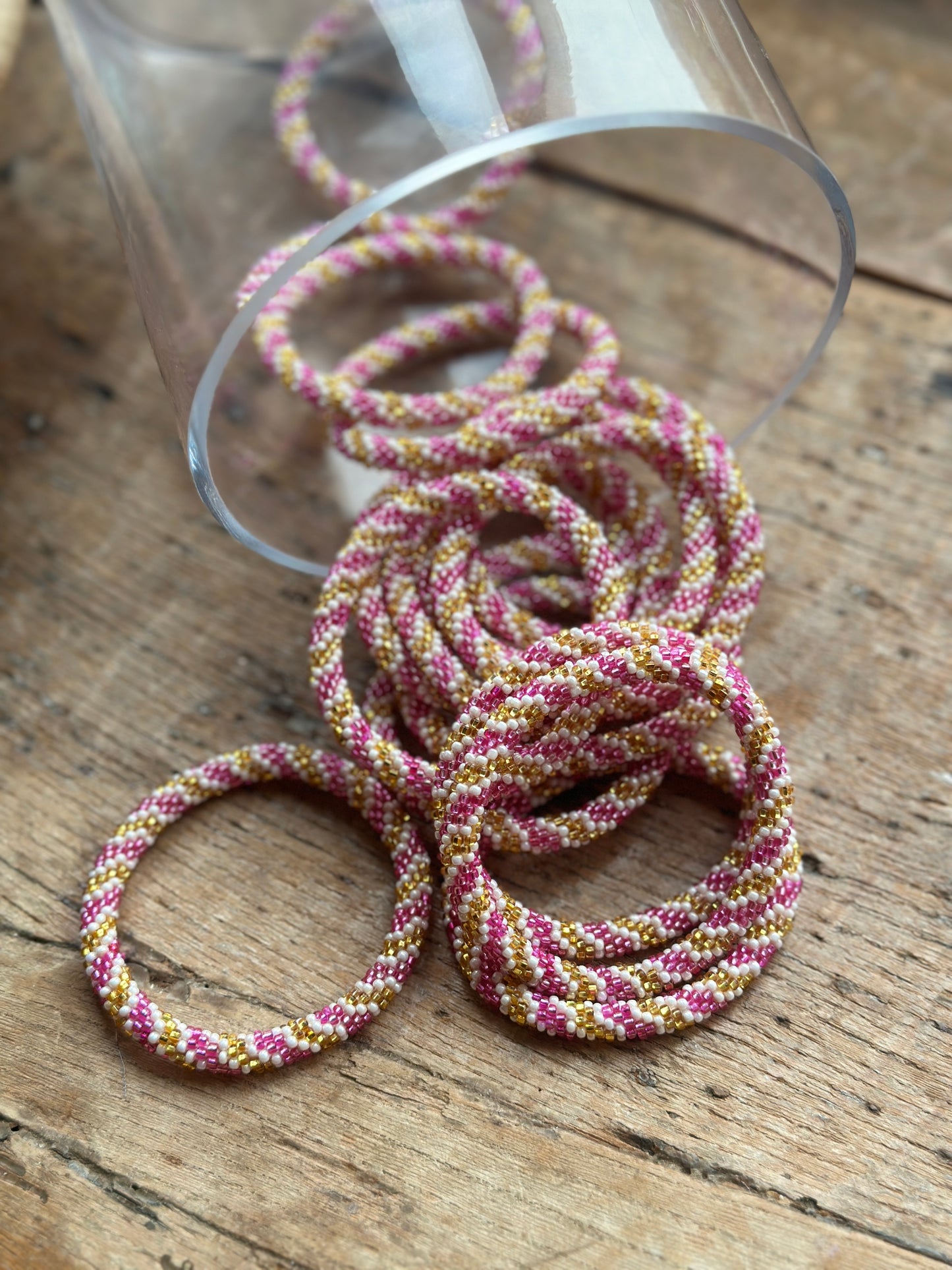 Hand Crocheted Roll Bead Bracelets