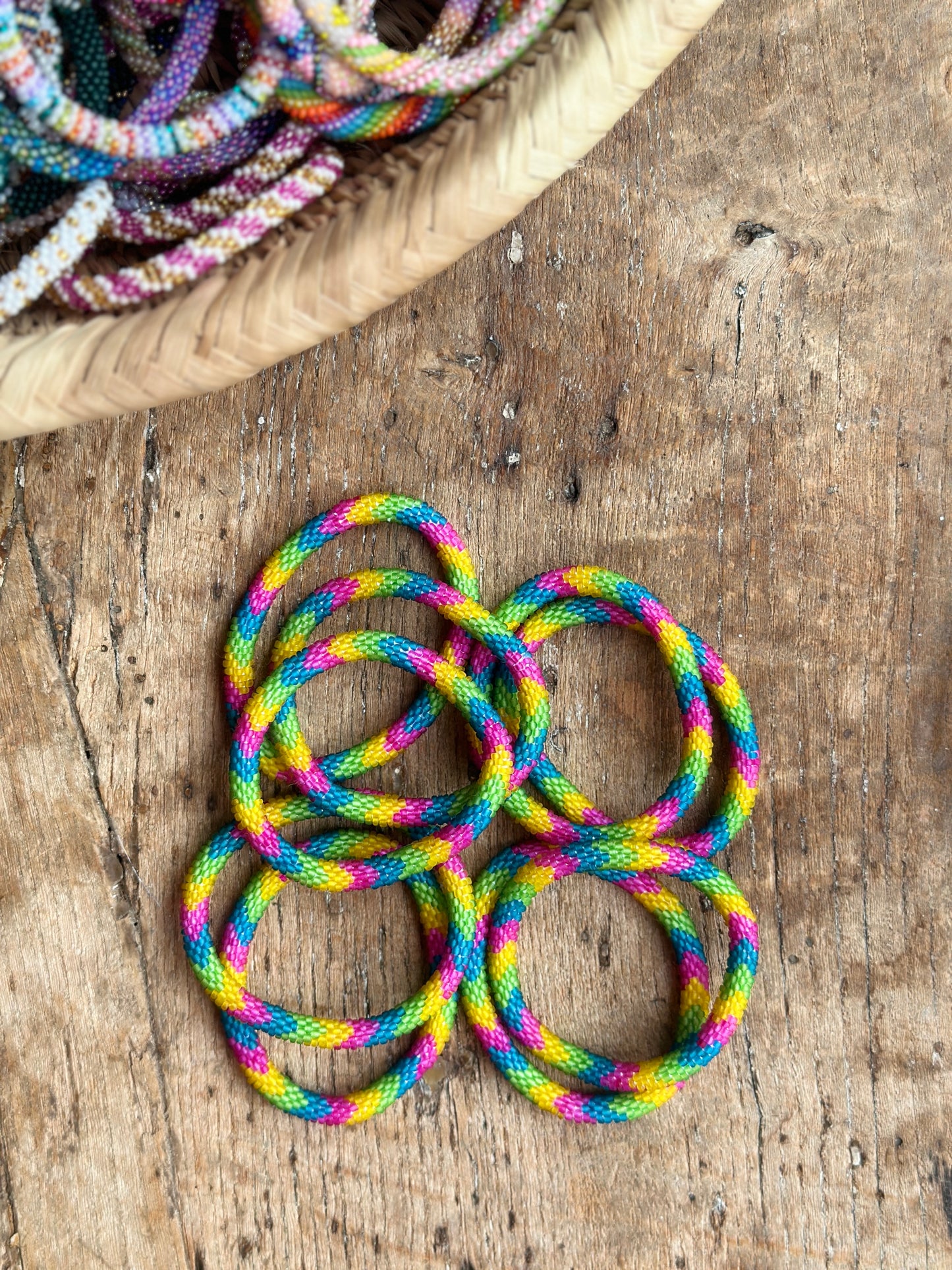 Hand Crocheted Roll Bead Bracelets