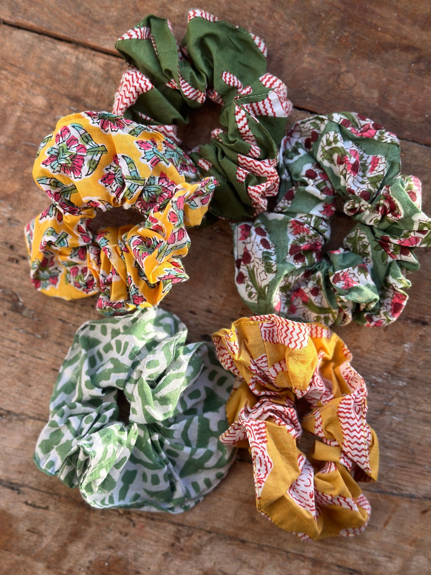 Block Print Scrunchies