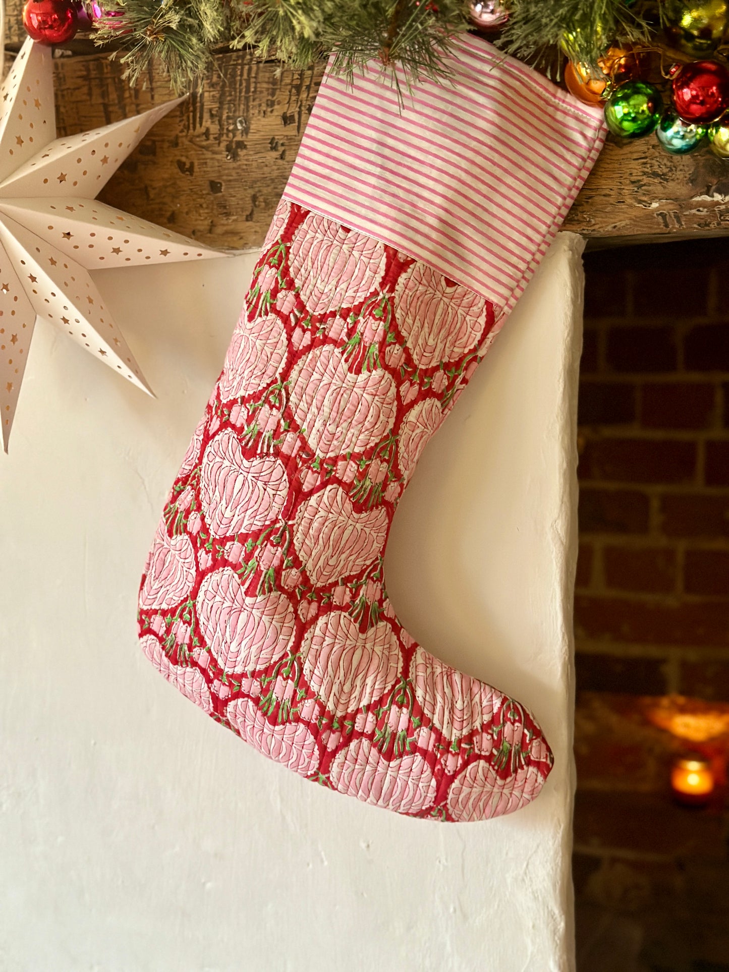 Hand Block Printed Christmas Stockings