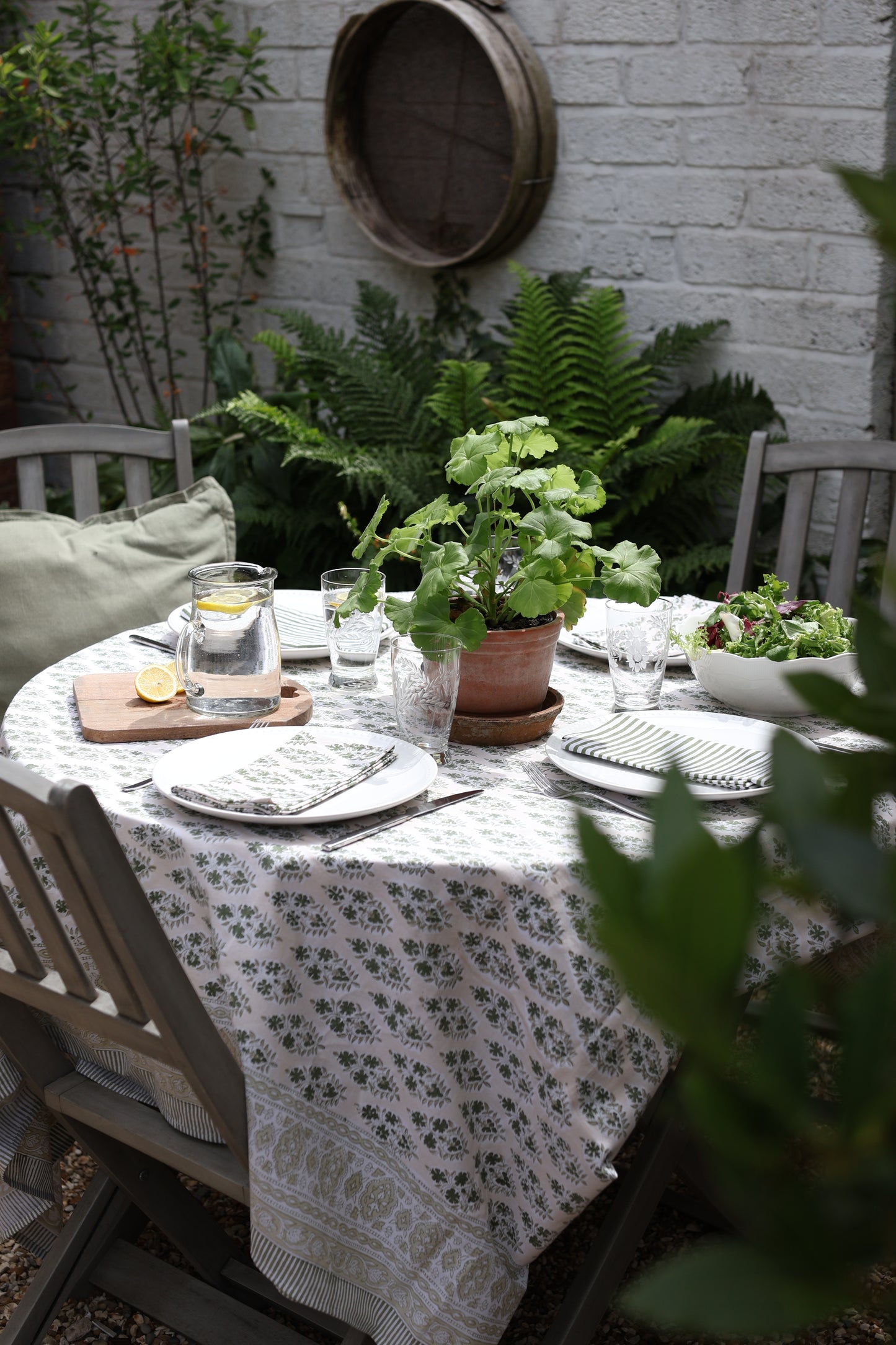 Olive and Stone Buti Block Print Tablecloth