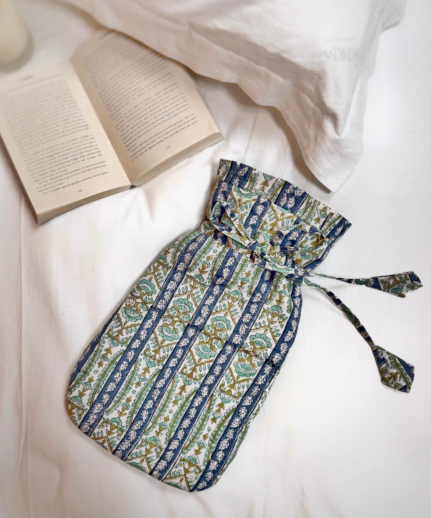 Quilted Block Printed Hot Water Bottle Covers