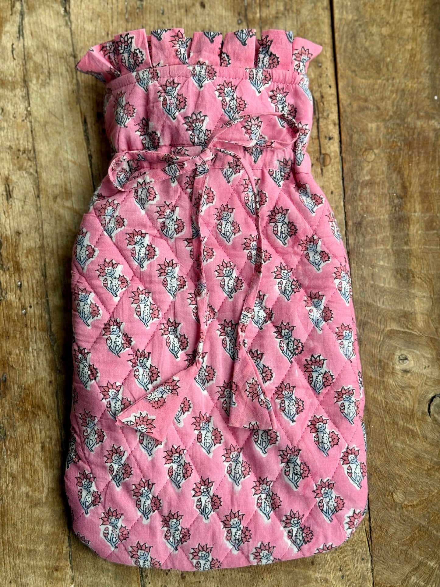 Quilted Block Printed Hot Water Bottle Covers