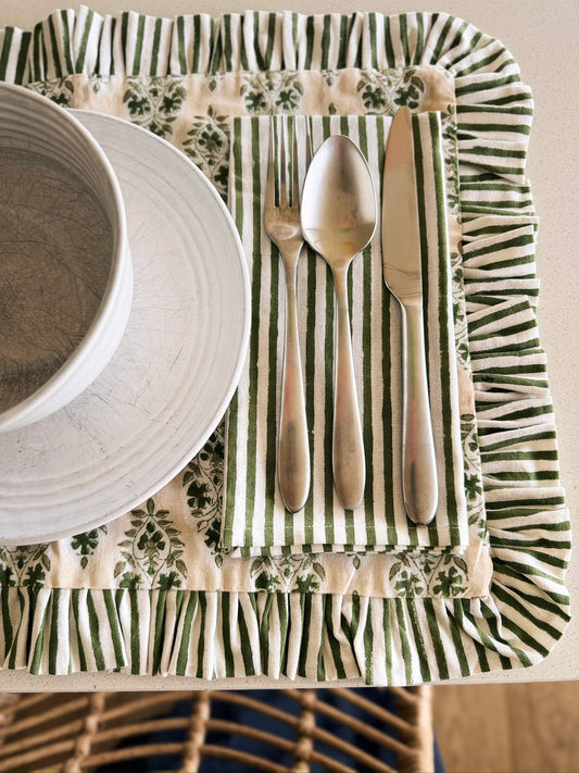 Olive Buti Block Print Placemats Set of 2