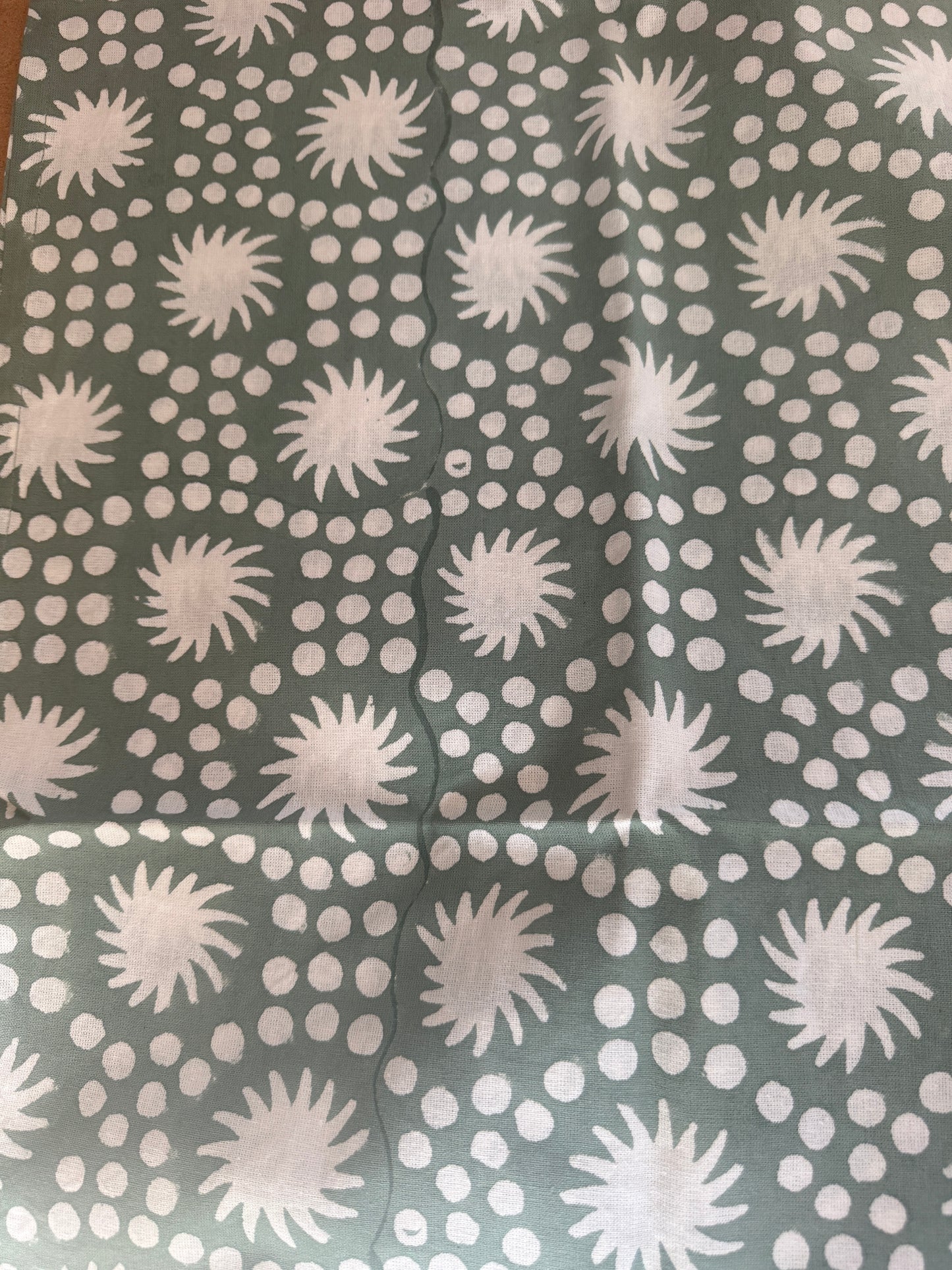 SECONDS Duck Egg Blue Sunburst Block Print Table Runners