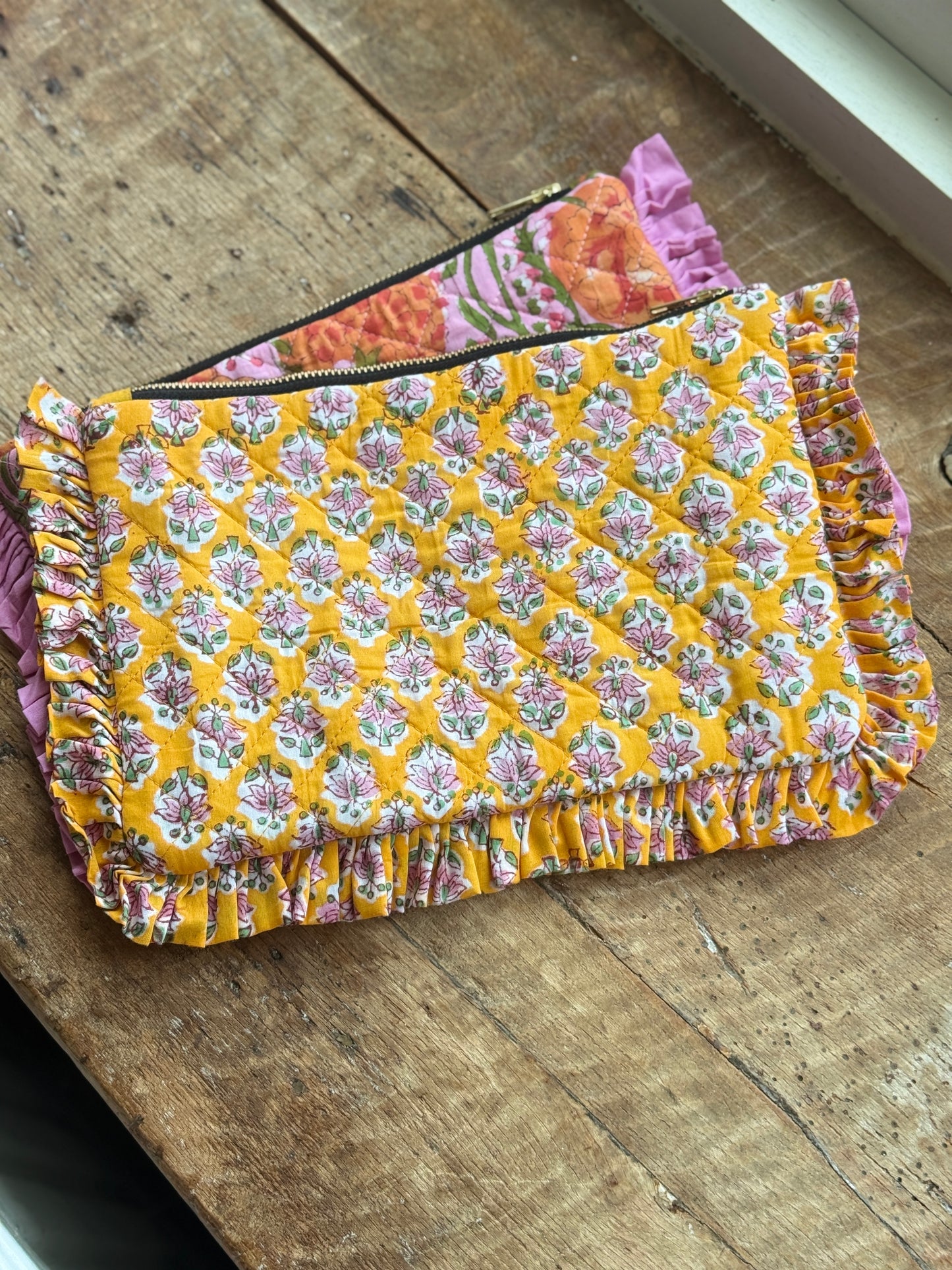 Saffron Floral Ruffle Clutch