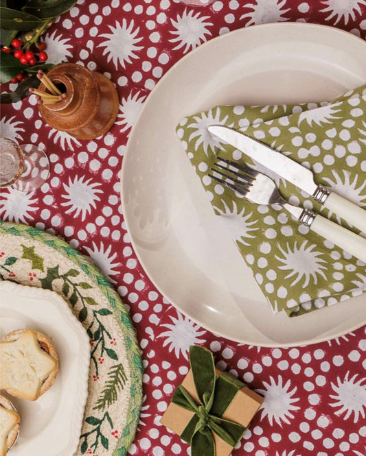 Sunburst Block Print Tablecloths