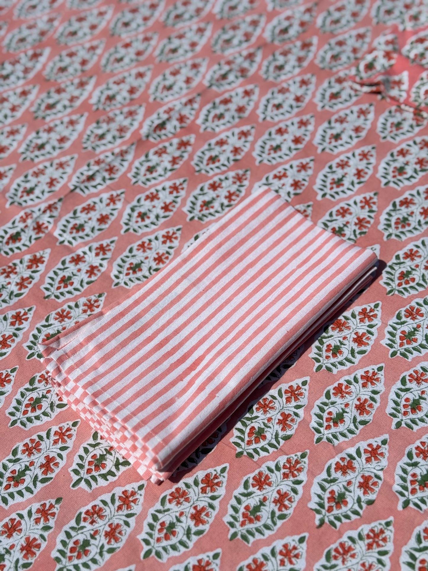 Coral Buti Block Print Napkins Set of Four