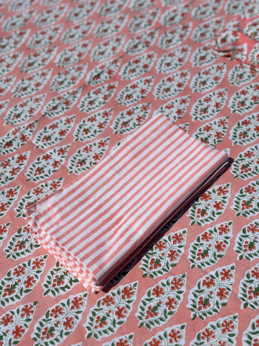 Coral Buti Block Print Napkins Set of Four