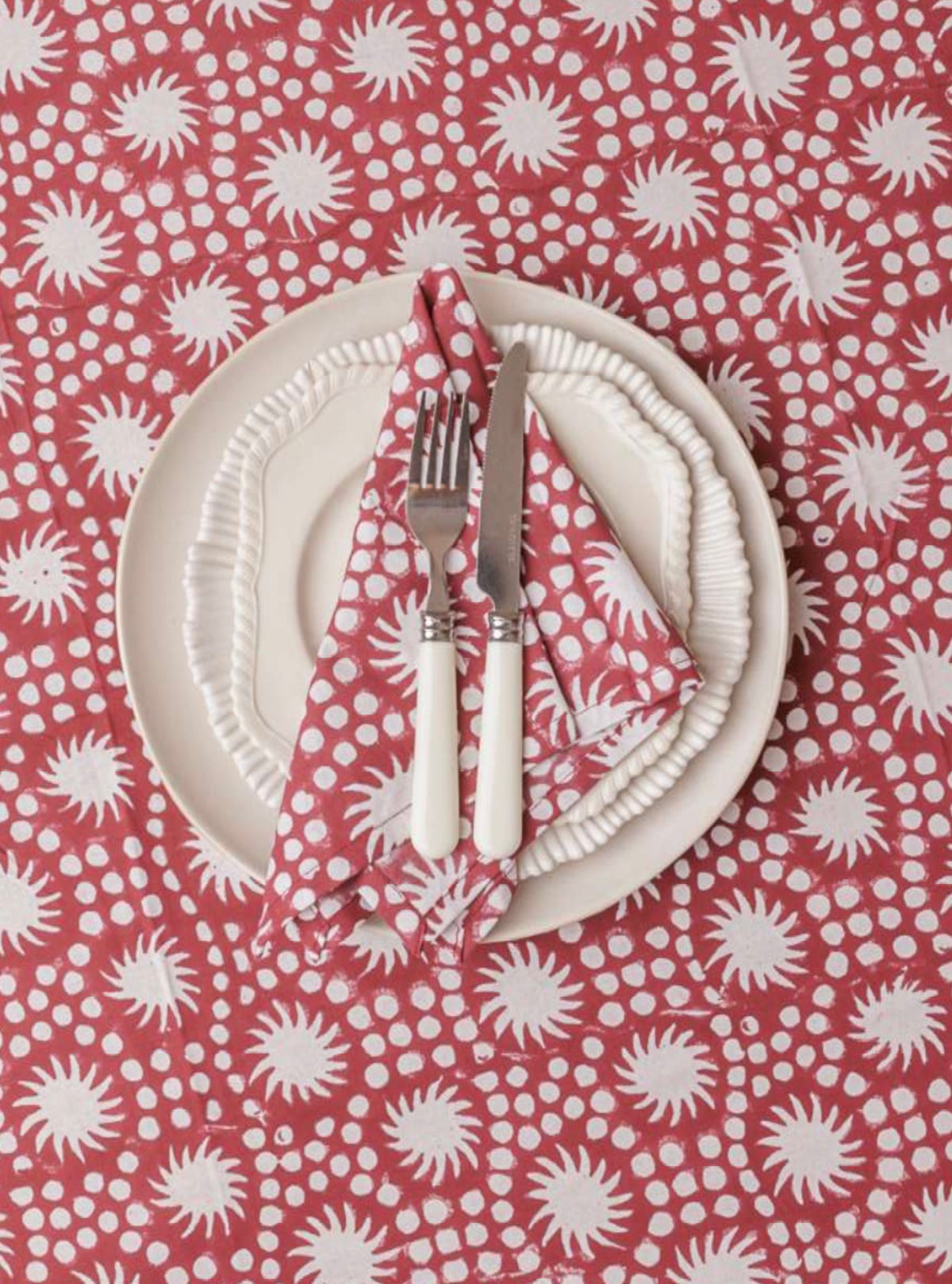 Sunburst Block Print Napkins Set of Four