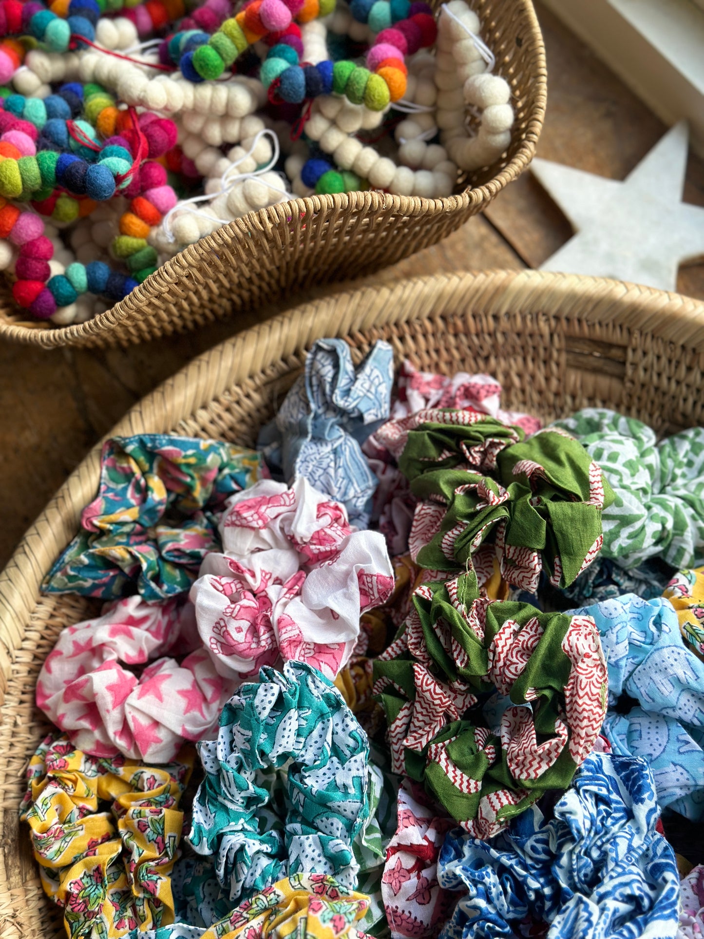 Block Print Scrunchies