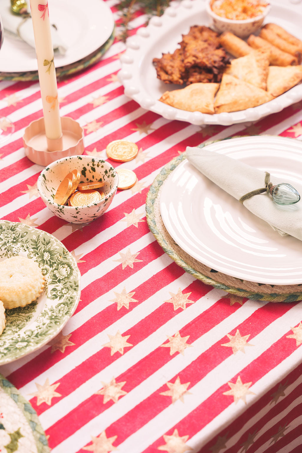 SECONDS Stars and Stripes Hand Block Printed Table Cloths