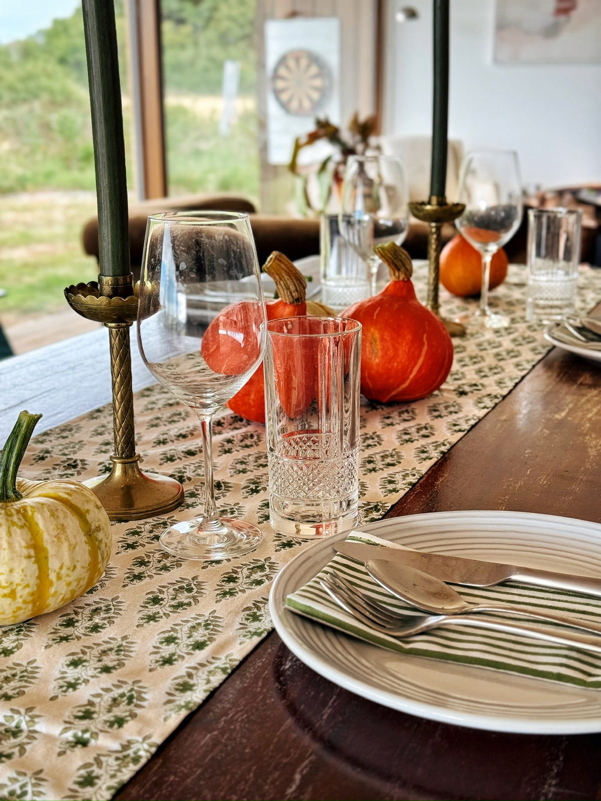 Olive Buti Block Print Table Runner