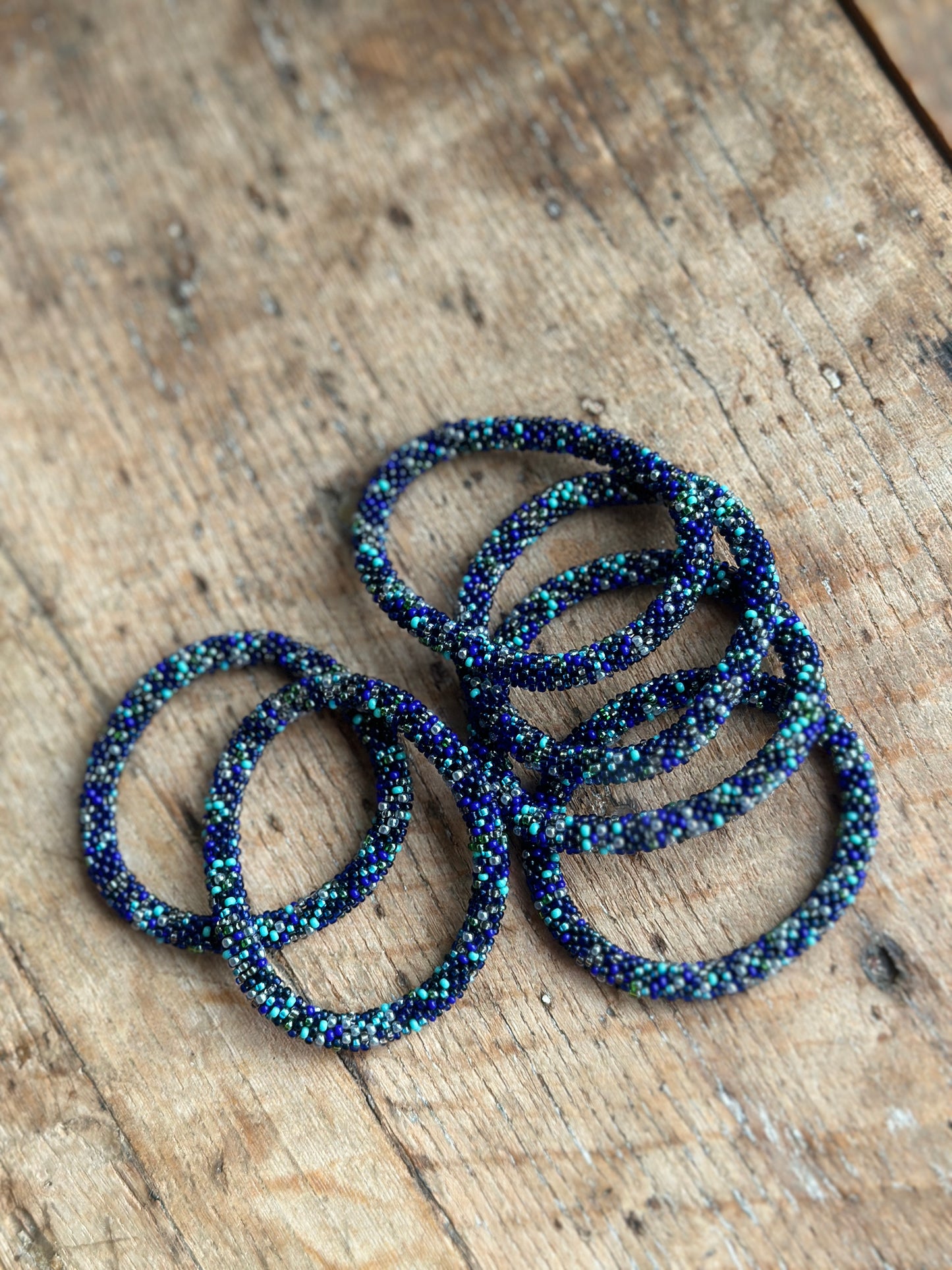 Hand Crocheted Roll Bead Bracelets