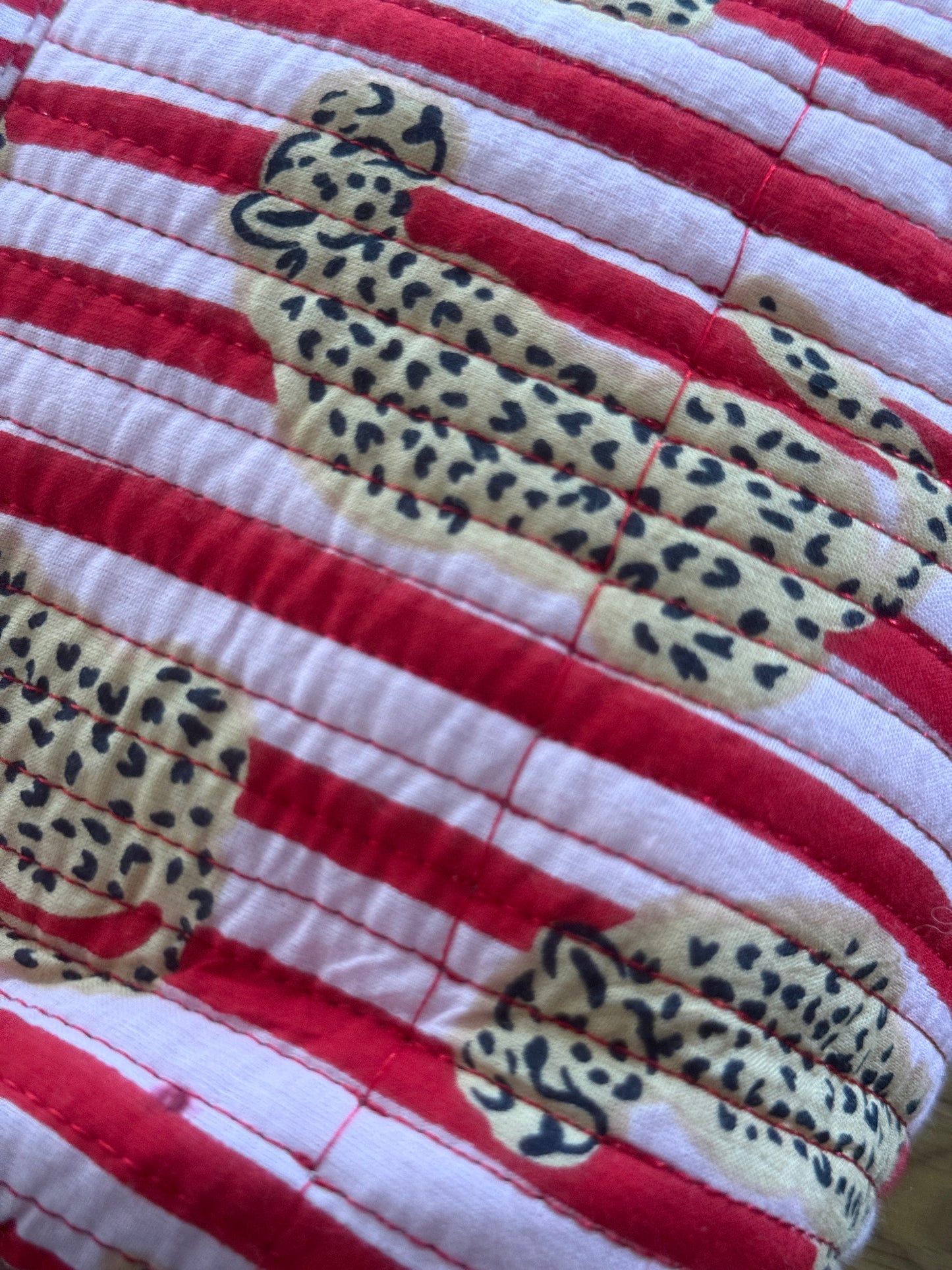 SECONDS Red Stripe Cheetah Wash Bag size small