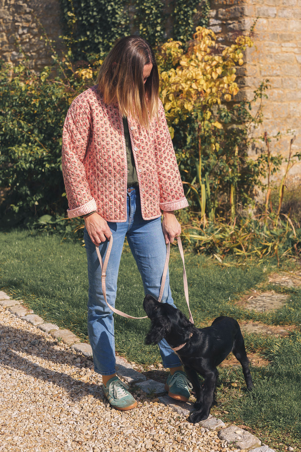 Peachy Pink Block Print Quilted Jacket