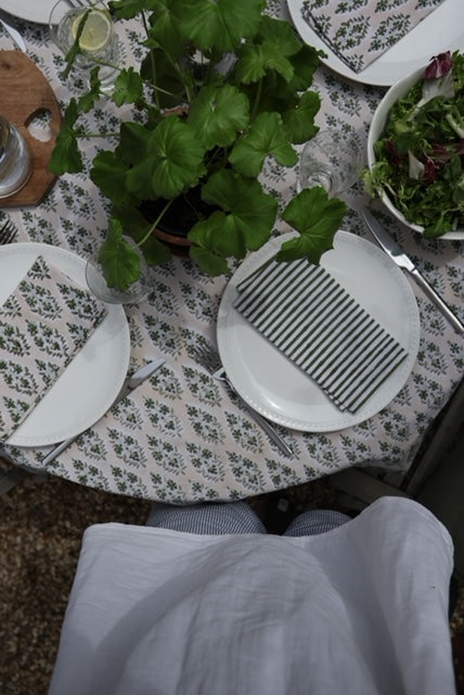 Olive and Stone Buti Block Print Tablecloth