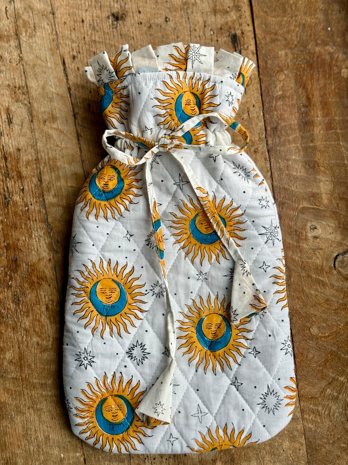 Quilted Block Printed Hot Water Bottle Covers