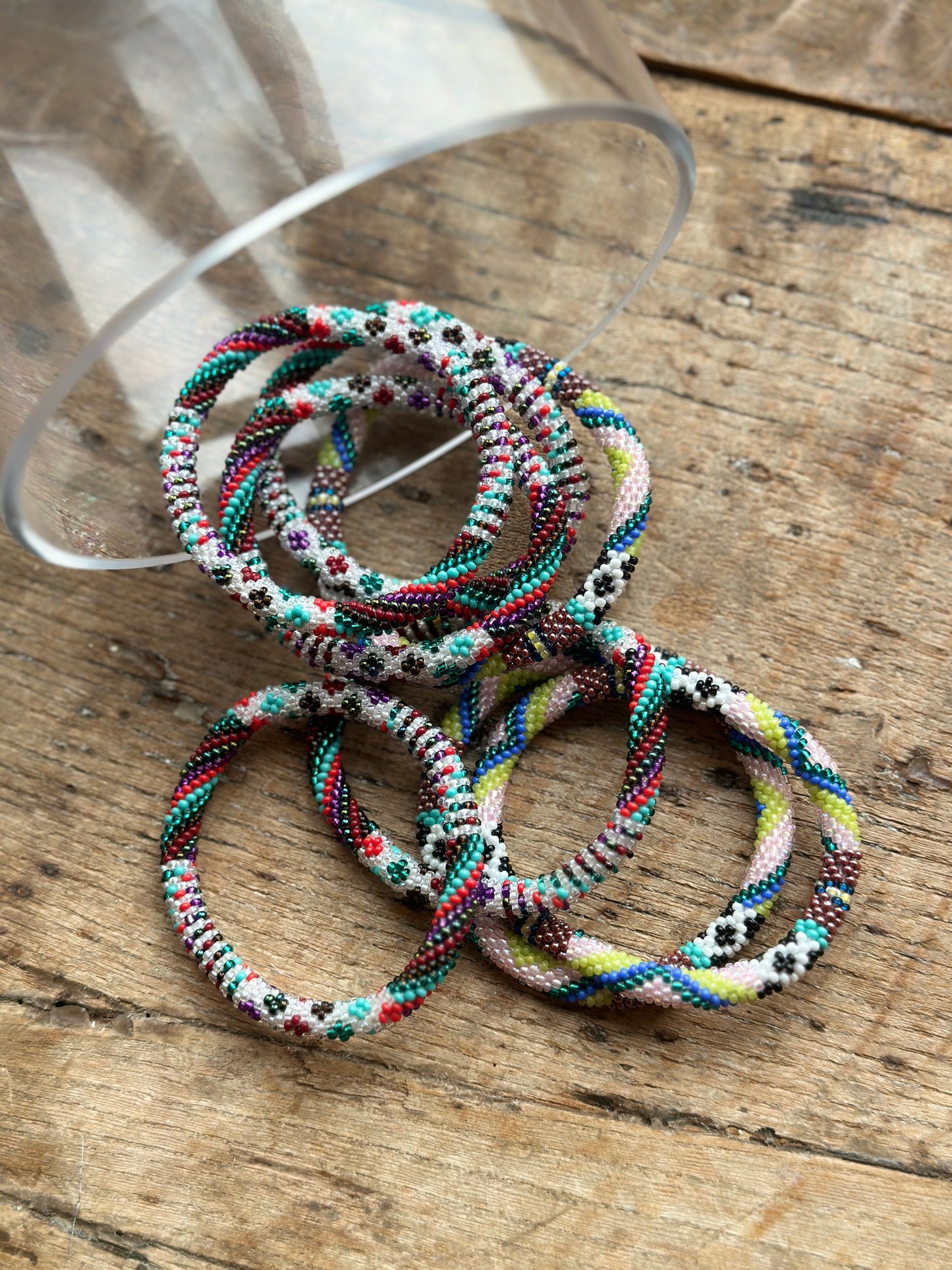 Hand Crocheted Roll Bead Bracelets