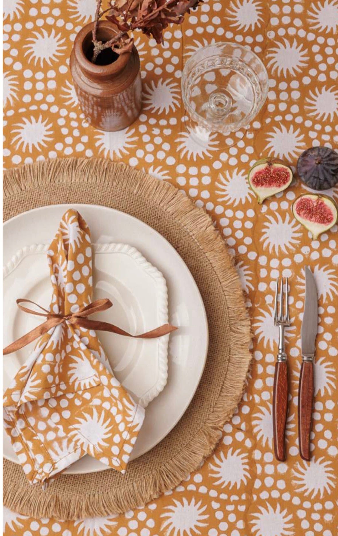 Sunburst Block Print Napkins Set of Four