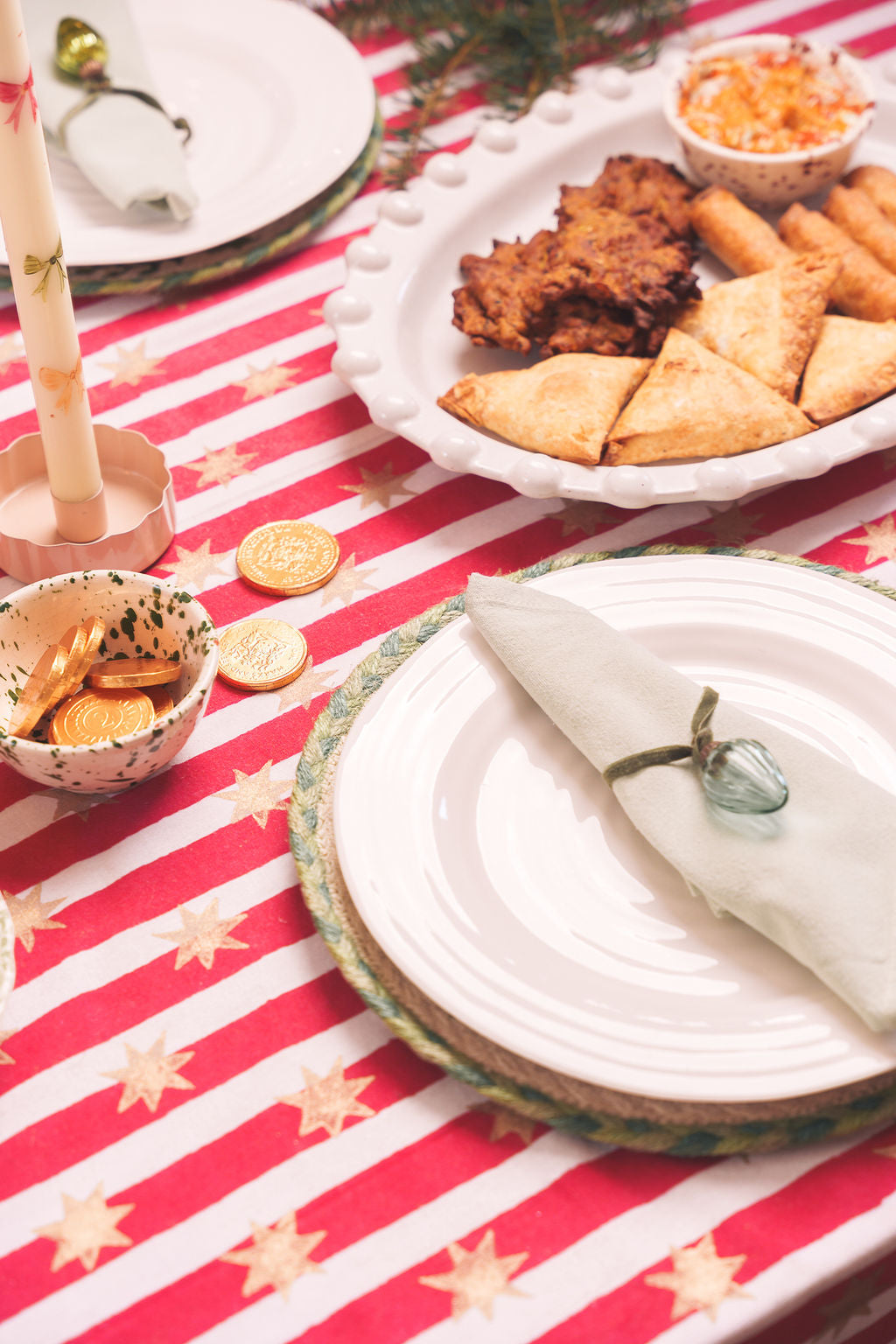 SECONDS Stars and Stripes Hand Block Printed Table Cloths