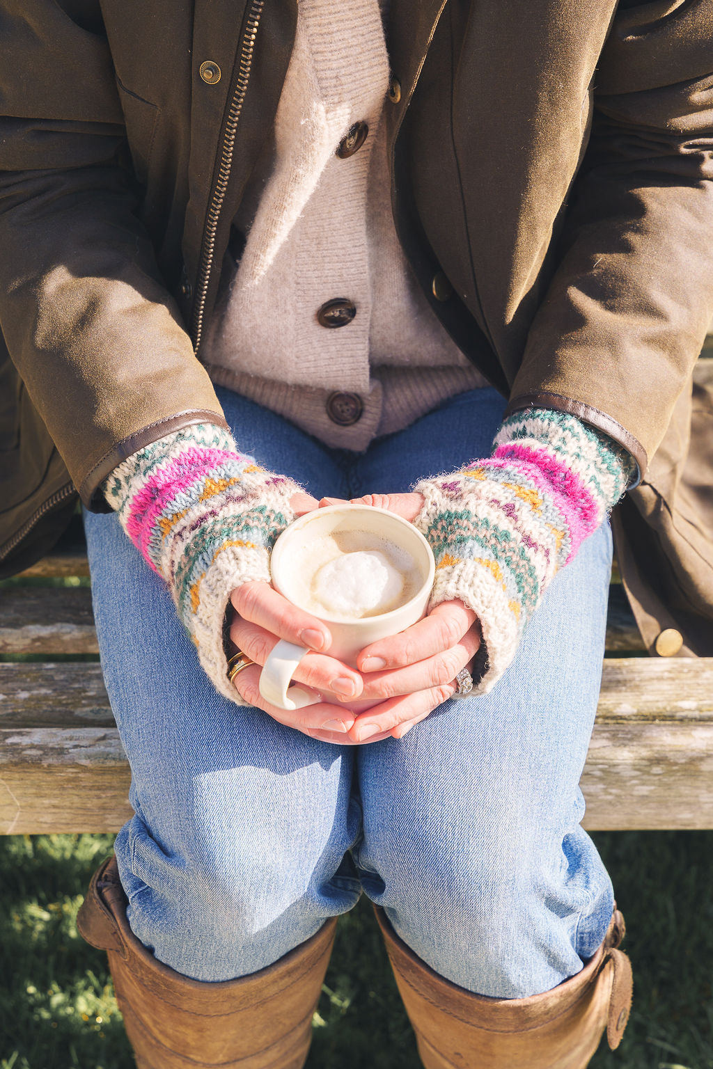 NEW Fuchsia Pop Hand Knitted Wrist Warmers