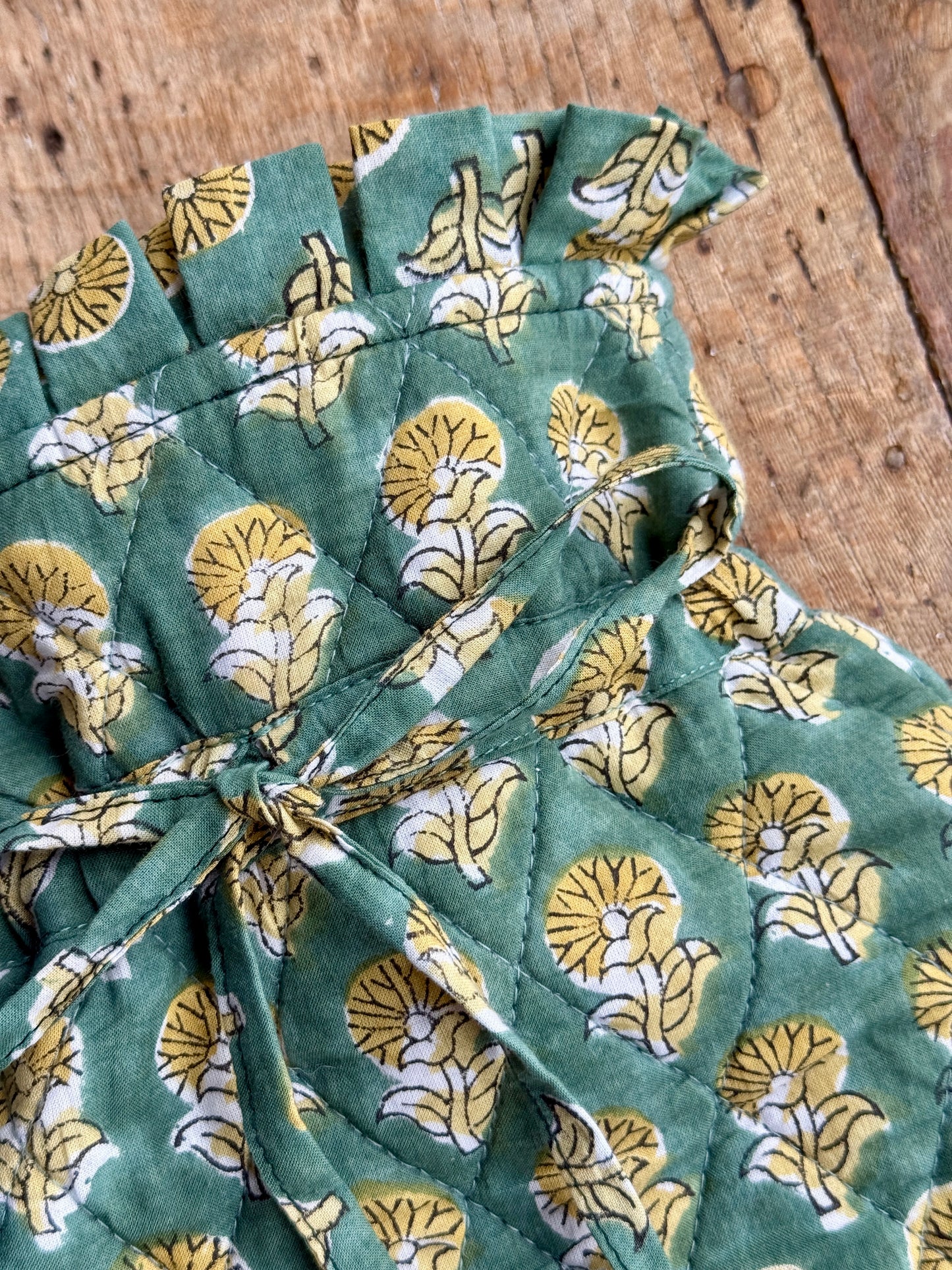 Quilted Block Printed Hot Water Bottle Covers