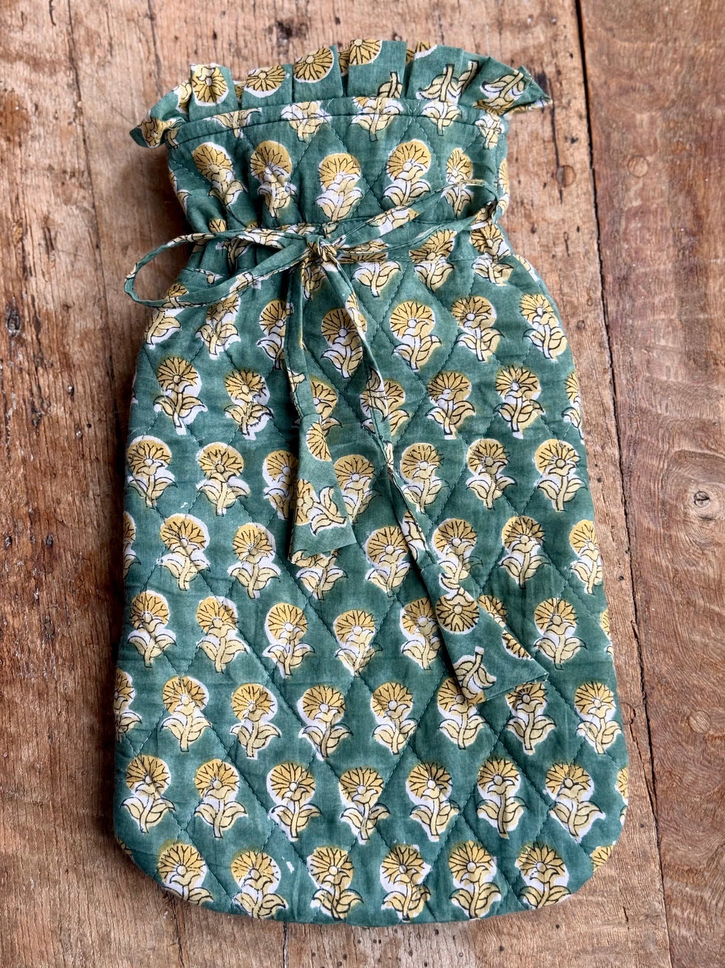 Quilted Block Printed Hot Water Bottle Covers