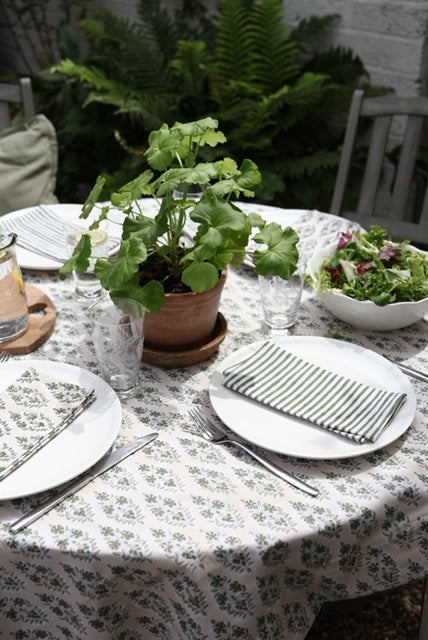 Olive and Stone Buti Block Print Tablecloth