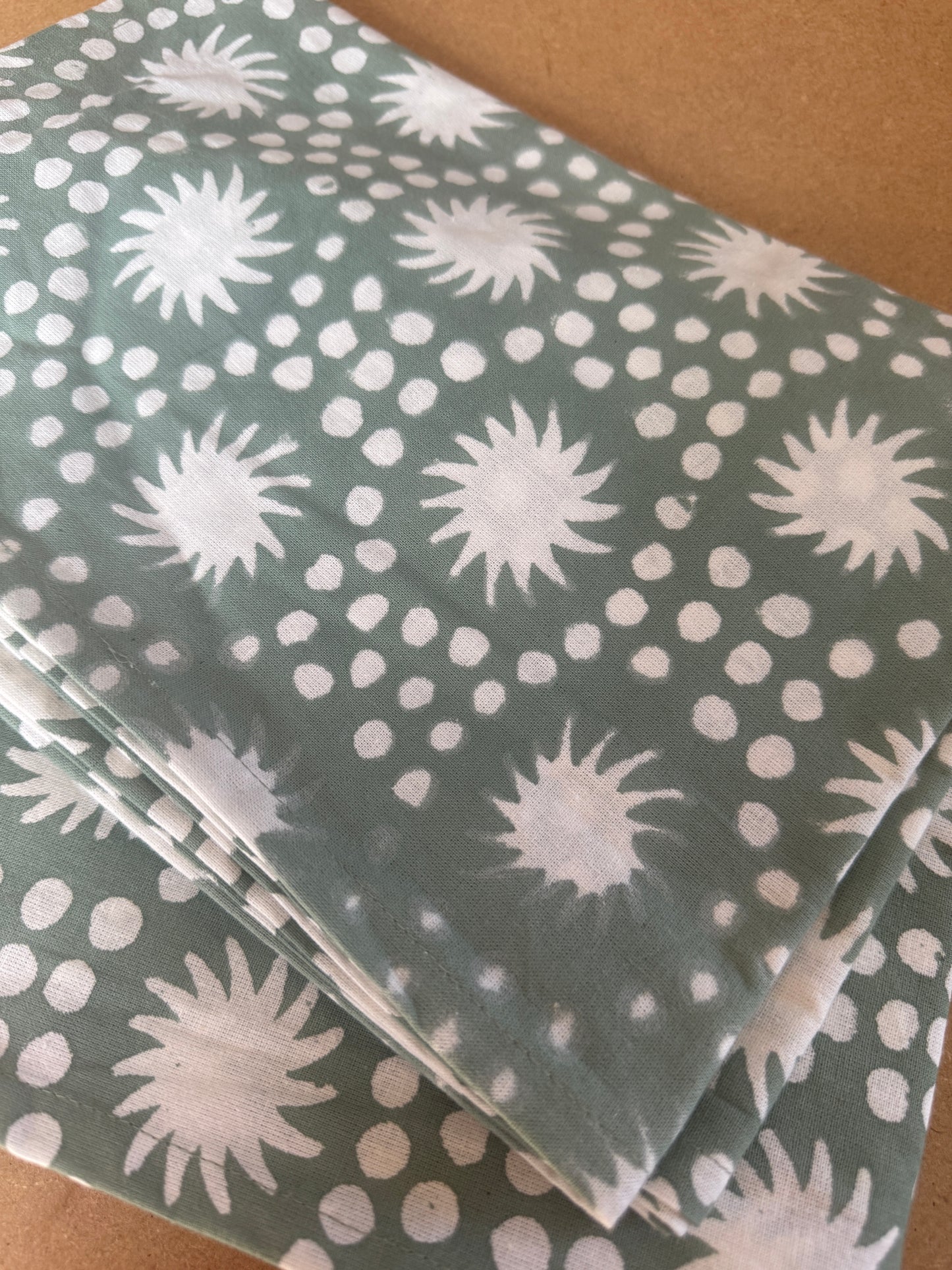 SECONDS Duck Egg Blue Sunburst Block Print Table Runners