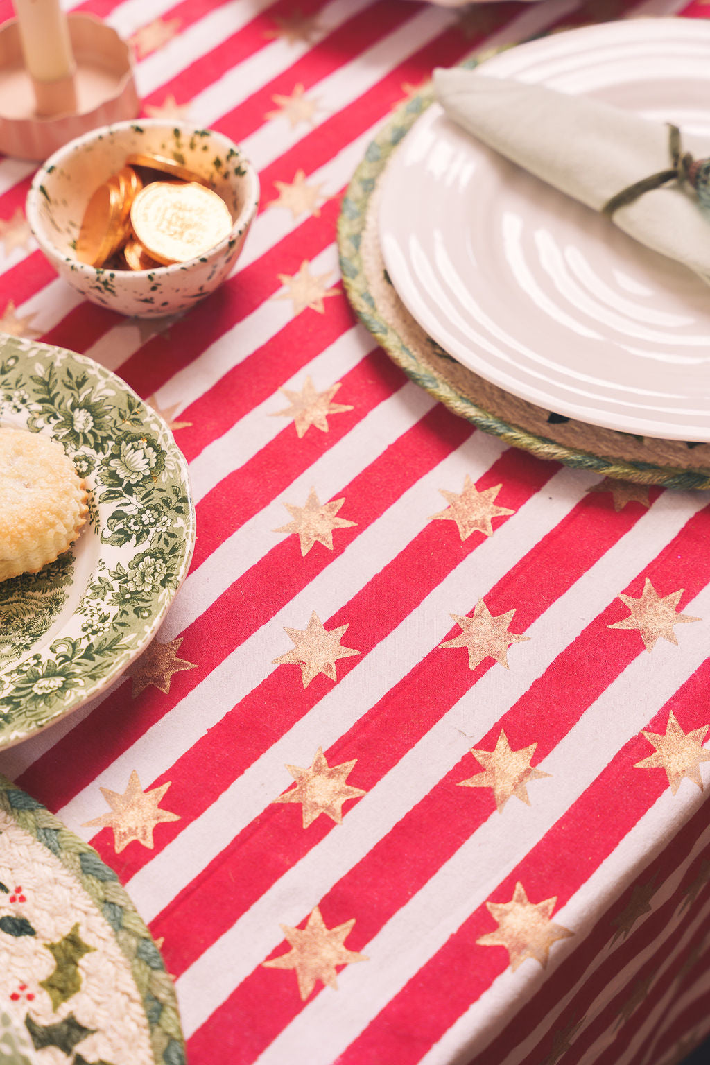 SECONDS Stars and Stripes Hand Block Printed Table Cloths