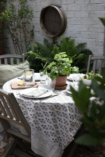 Olive and Stone Buti Block Print Tablecloth