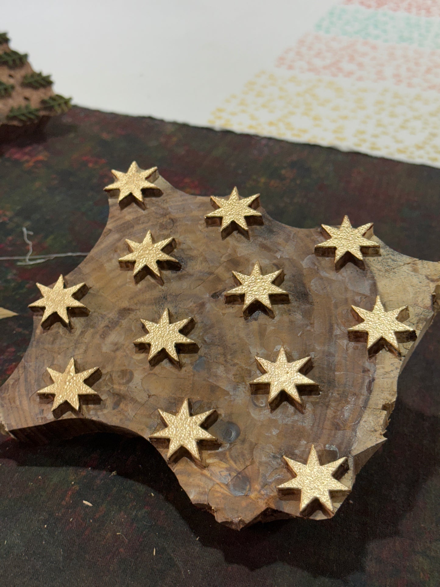 Christmas Stars and Stripes Hand Block Printed Napkins