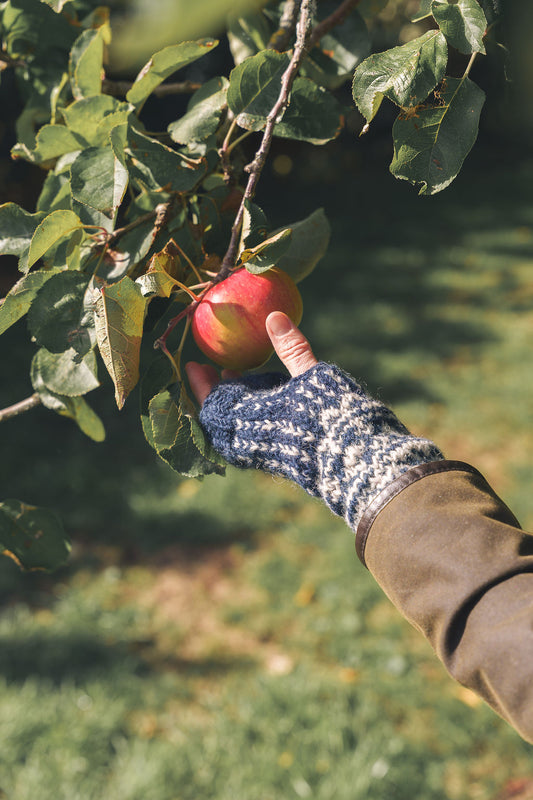 Nordic Navy Hand Knitted Wrist Warmers