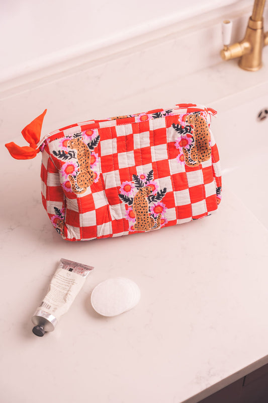 Cheetah Screen Printed Wash Bags