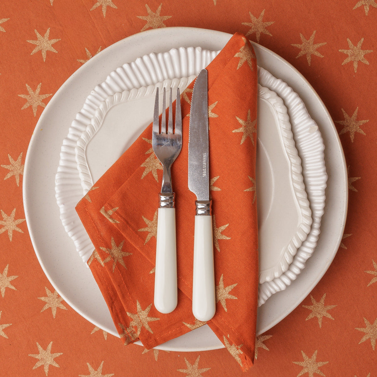Gold Star Block Print Tablecloths