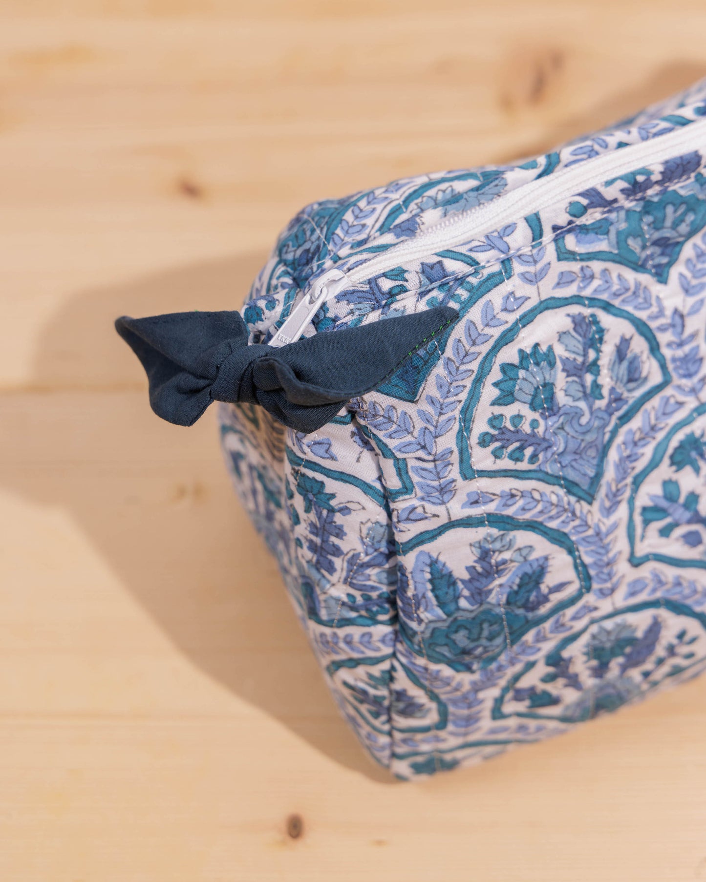 Blue Courtyard Block Print Wash Bag