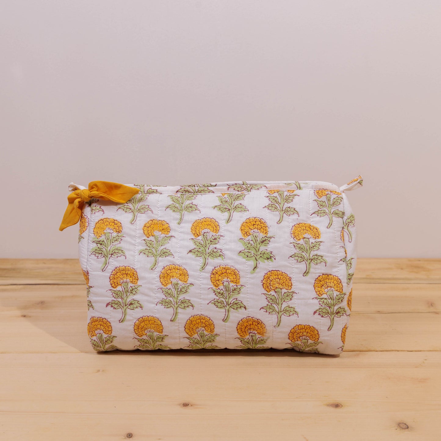 Marigold Block Print Wash Bag