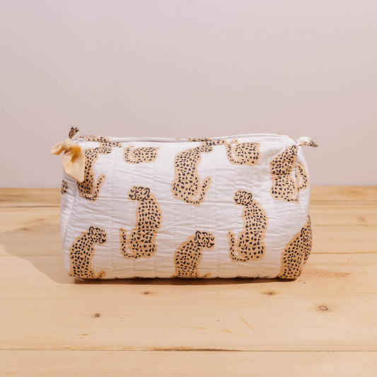 White Cheetah Wash Bag