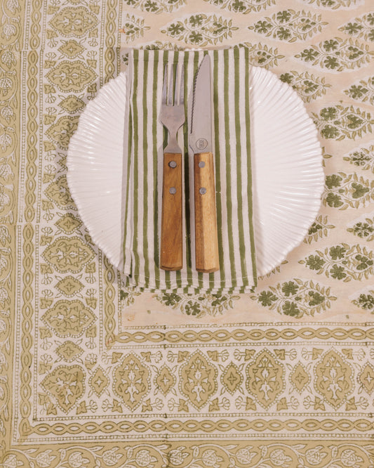 Olive and Stone Block Print Napkins Set of Four