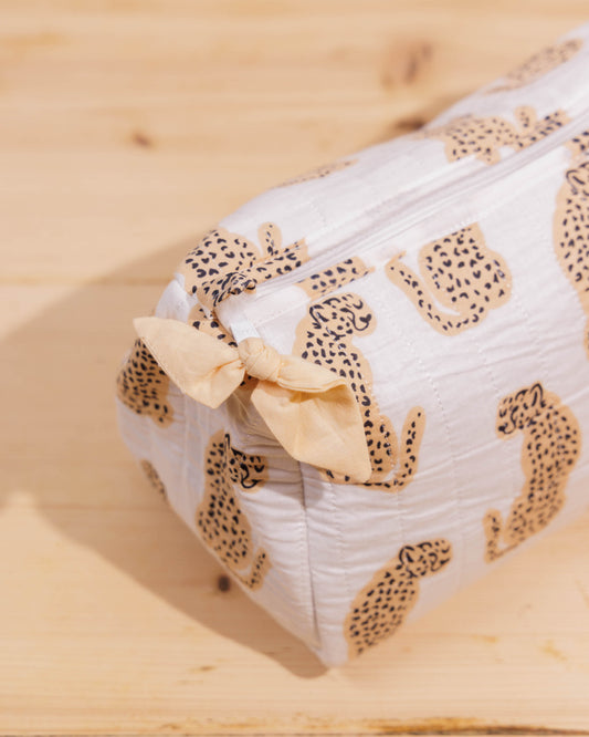 White Cheetah Wash Bag