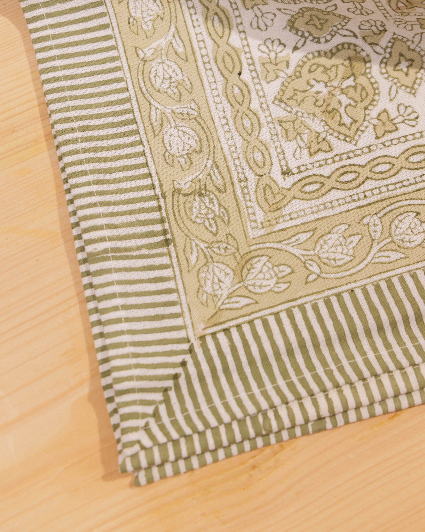 Olive and Stone Buti Block Print Tablecloth