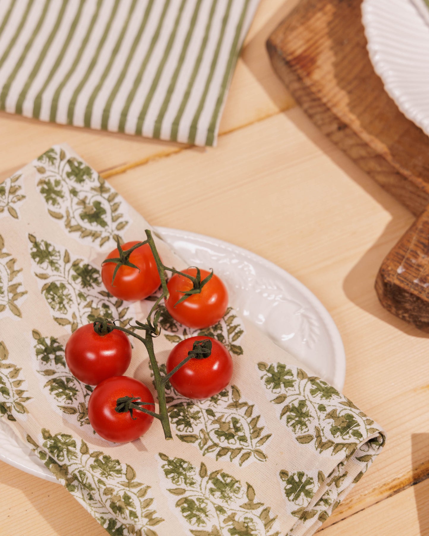 Olive and Stone Buti Block Print Tablecloth