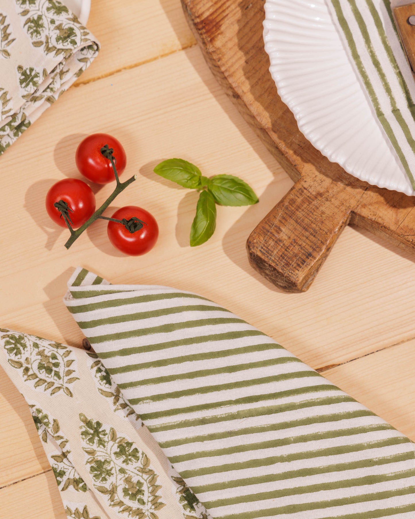 Olive and Stone Buti Block Print Tablecloth