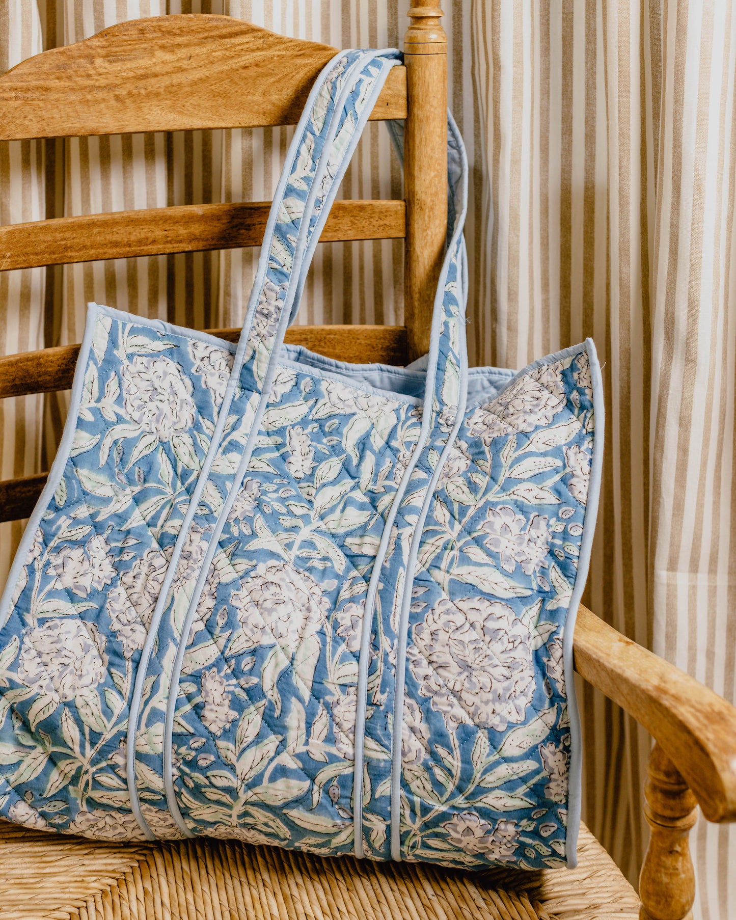 Jade Peony Block Print Tote