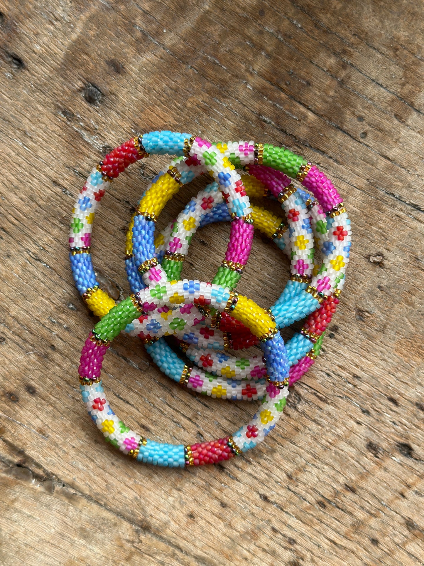 Hand Crocheted Roll Bead Bracelets