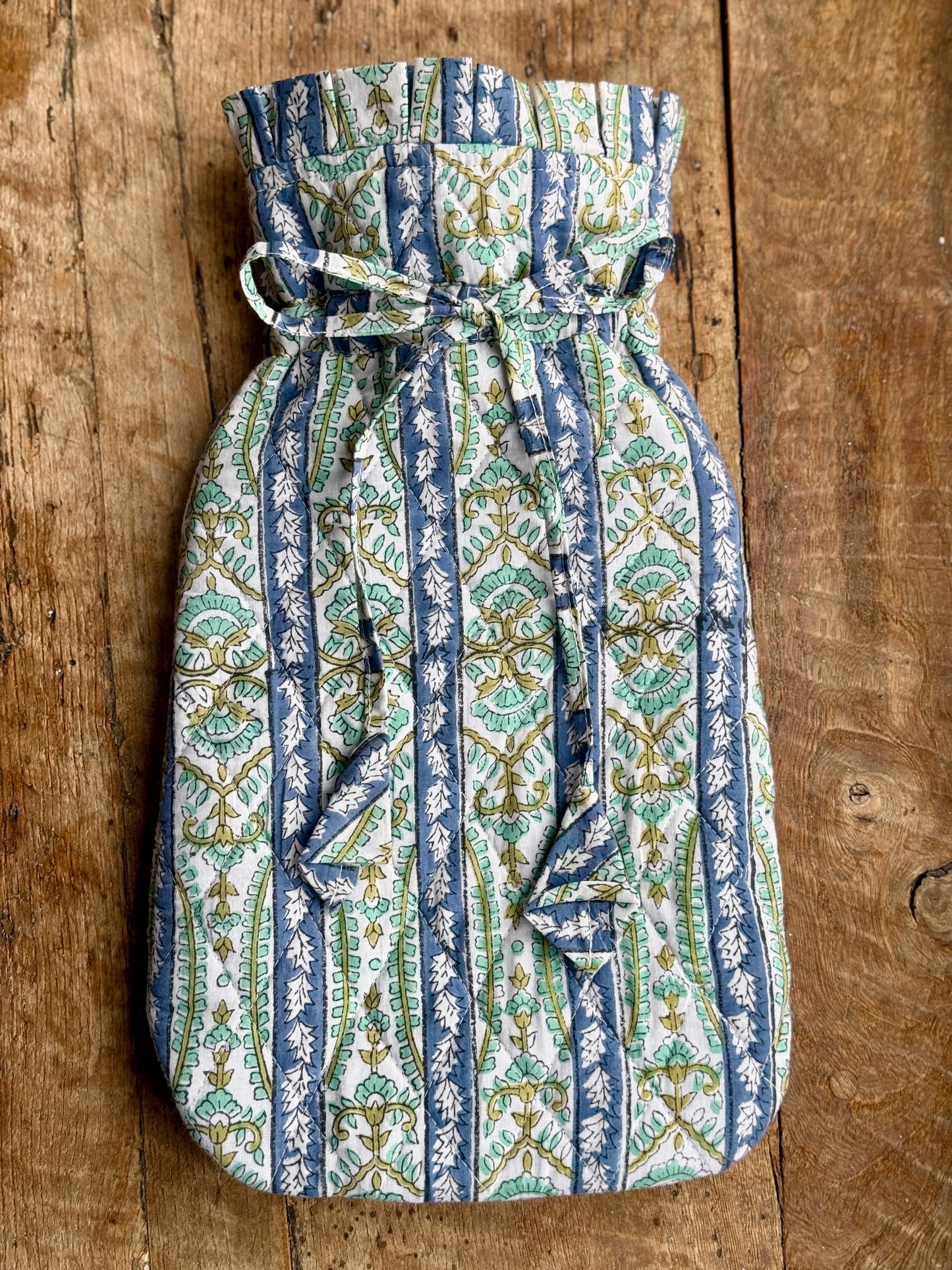Quilted Block Printed Hot Water Bottle Covers